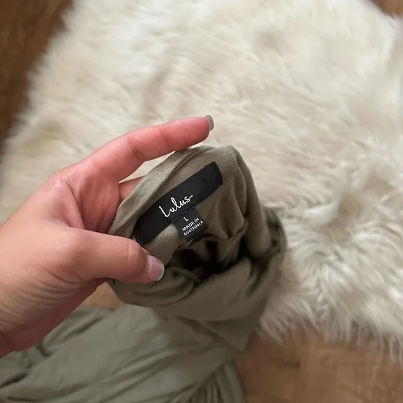 LULU’S Watch The Sunset Washed Olive Green Maxi Dress - Picture 4 of 4